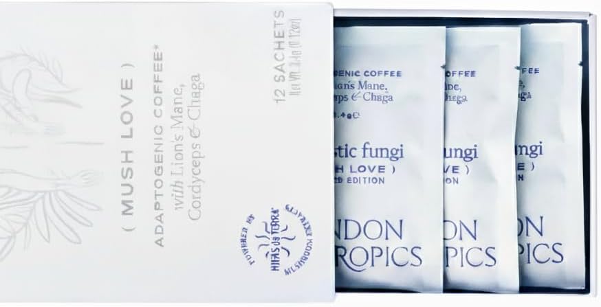London Nootropics Mush Love Coffee, Lion’s Mane, Cordyceps Chaga 12 Sachets