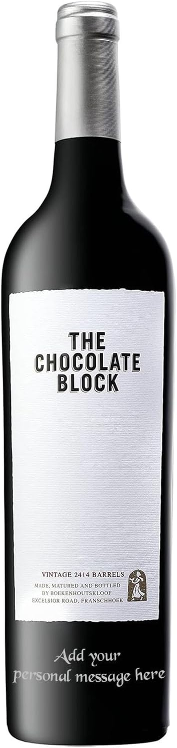 Personalised Engraved The Chocolate Block Red Wine Gift 75cl, Customised Engraved Red Wine Bottle, Wine Gifts For Him, For Her, Premium Alcohol Gift Ideas