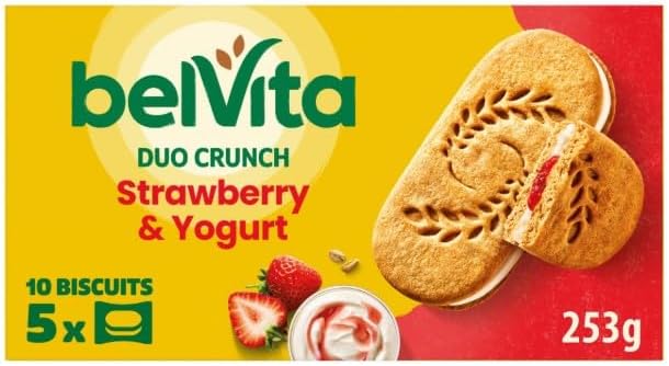 Breakfast Biscuits Strawberry & Yogurt Crunch Pack x5 253g (Pack Of 2) "Taste the sweetness in every bite" Delicious Tasty And Twisty Treat