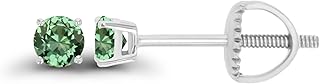 14K Gold Plated 925 Sterling Silver Hypoallergenic 3mm Round Genuine Birthstone Solitaire Screwback Stud Earrings