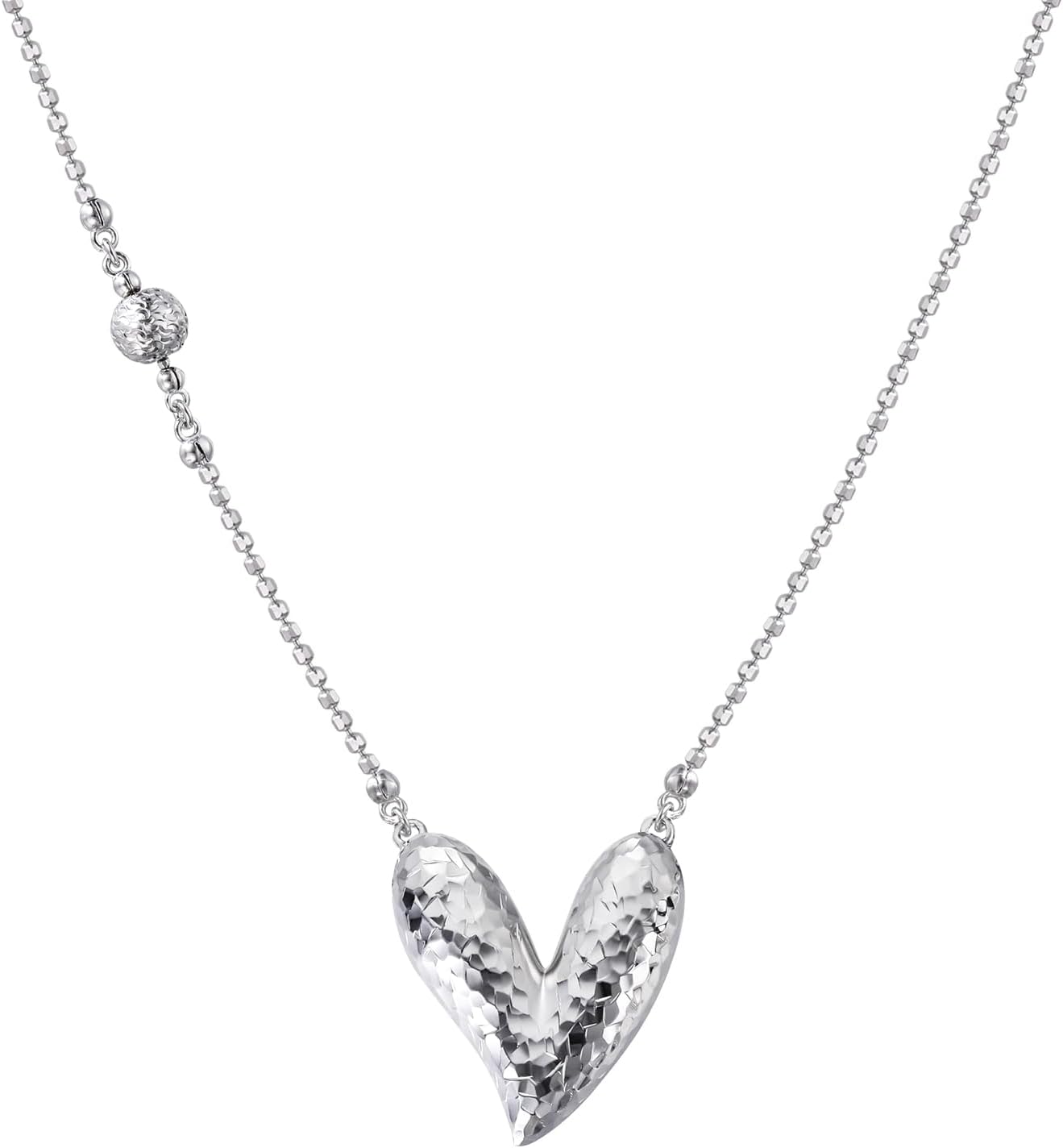 D-POW Heart Pendant Necklaces for Women Stacked Pendant Necklace Adjustable Chain Silver Necklaces for Women Trendy Jewelry Gifts for Women