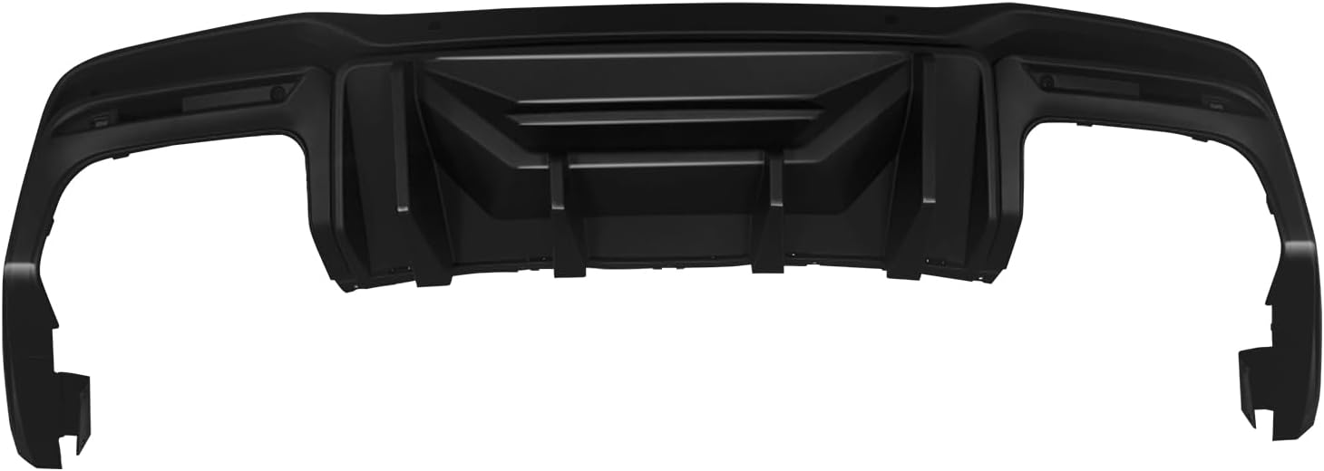 IKON MOTORSPORTS Rear Diffuser, Compatible with 2024-2026 Ford Mustang All Models Except GTD, Rock Style Gloss Black PP Rear Bumper Valance Spoiler Air Dam Chin Splitter Molding 4PCS