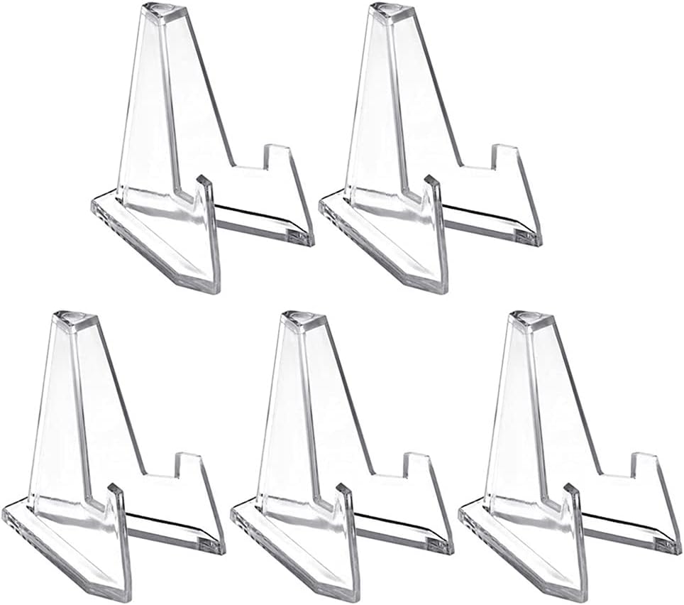 Hangsu 5pcs Acrylic Stands Mini Coin Display Stand Easel Holder Rack Shelf For Collectable Challenge Medals Card Holder Challenge Coin Stand Single