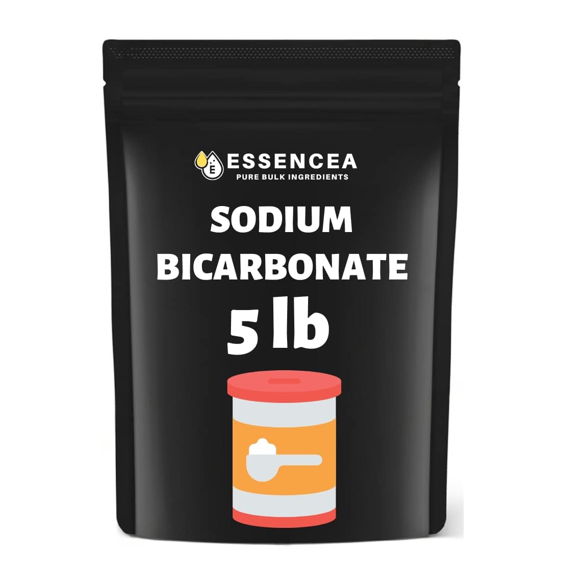 Sodium Bicarbonate 5lb by Essencea Pure Bulk Ingredients | Baking Soda | Bulk Bag (80 Ounces)