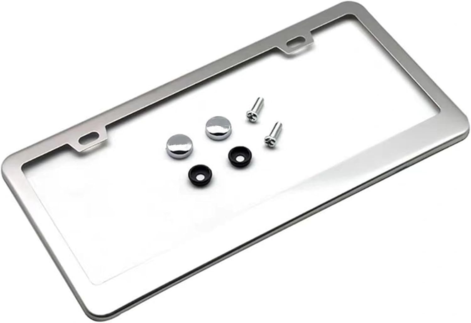 2-Piece Set of License Plate Holder, Stainless Steel License Plate Cover, car Accessories with Screws and Nuts.