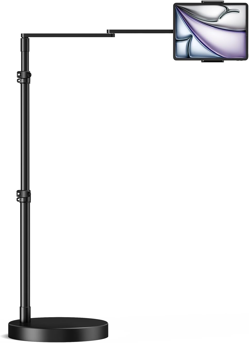 elitehood Adjustable Tablet Floor Stand with Heavy Duty Base, 61cm Horizontal Long Arm iPad Floor Stand Holder for Bed Recliner Sofa, Compatible with iPad mini Air Pro 13/12.9 and 4.7-13in Devices