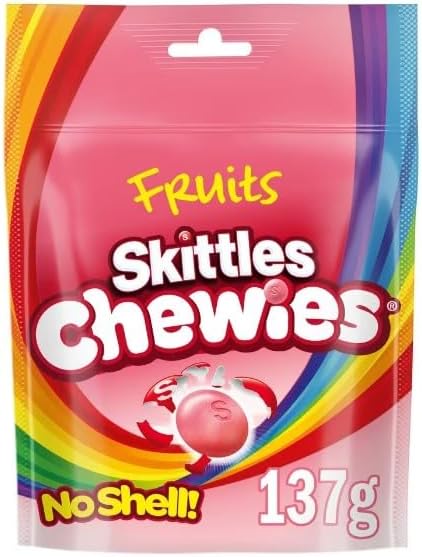 3 x Skittles Chewies Vegan Sweets Fruit Pouch Bag 137g Delicious Tasty And Twisty Treat Gift Hamper For Birthday,Christmas Sold By Kidzbuzz
