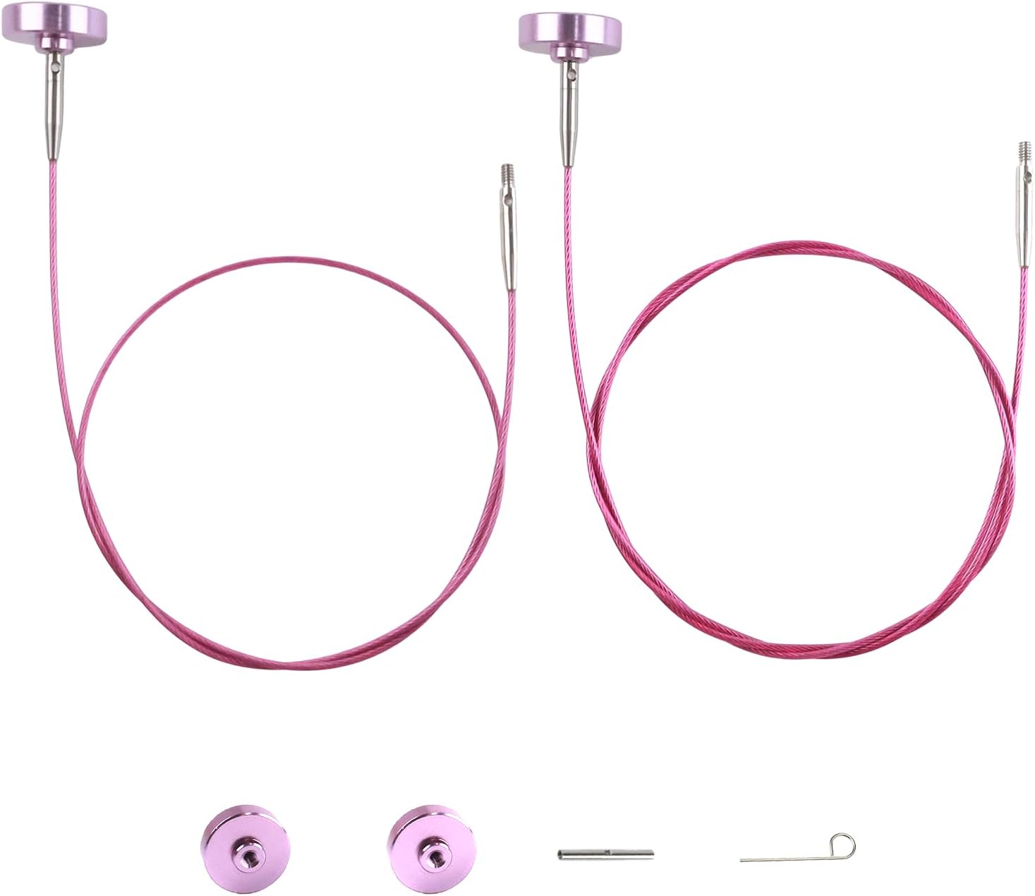 Knitiss Interchangeable Circular Knitting Needles Set, 15.75"/ 23.62" Swivel Medium Knitting Cable with Connector and End Caps