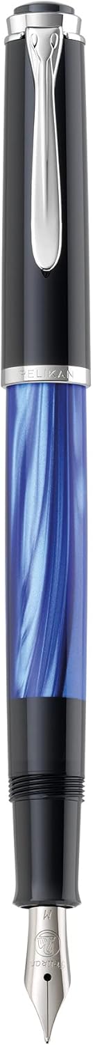 Pelikan Tradition M205 Blue Marble Fountain Pen, Fine Nib, 1 Each (801966)