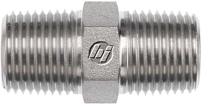 Brennan 5404-06-06-SS Stainless Steel Pipe Fitting, Hex Nipple, 3/8" NPT Male