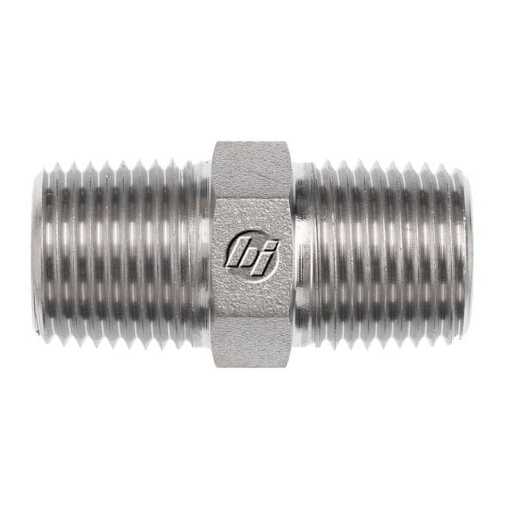 Brennan 5404-06-06-SS Stainless Steel Pipe Fitting, Hex Nipple, 3/8" NPT Male