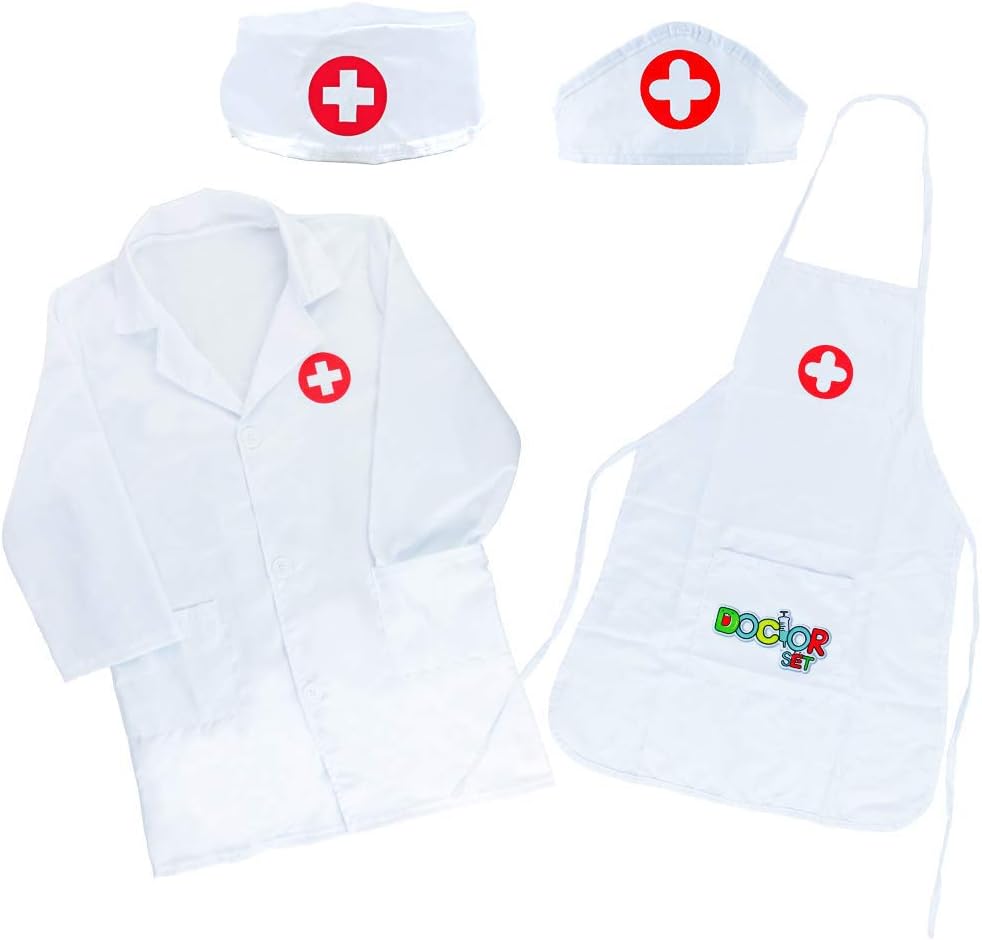 Doctors Set for Kids Role Play Toys Doctors Outfit Doctor Costume Kids Toys for 3 Year Old Girls Boys Lab Coat Kid Clothes Doctor Set Pretend Play Dressing Up 2 3 4 5 6 Year Old Girl Boy Gifts