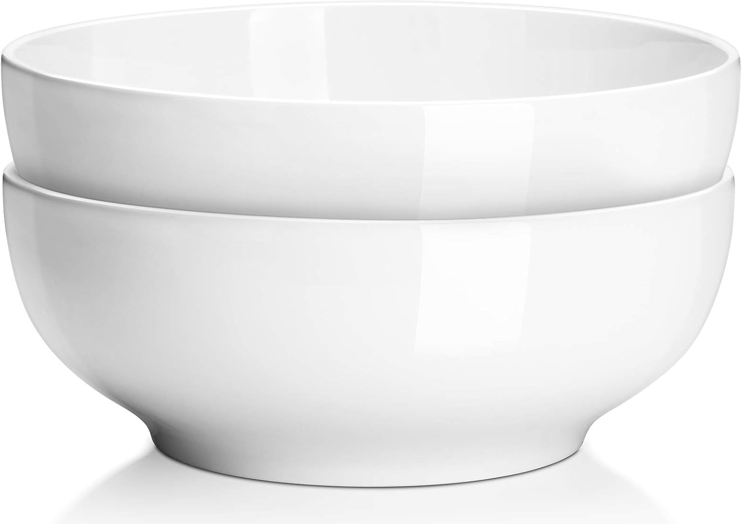 DOWAN Serving Bowls, Large Salad Bowls, 9.5" White Ceramic Fruit Bowls for Entertaining, Side Dishes, Pho, Pasta, Dinner Parties, Kitchen Decor, Microwave & Dishwasher Safe, Easy Clean