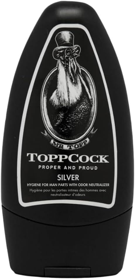 Classic ToppCock Silver Leave-On Hygiene Gel for Man Parts, 90ml Odor Neutralizer, Male Care Moisturizing Body Hygiene