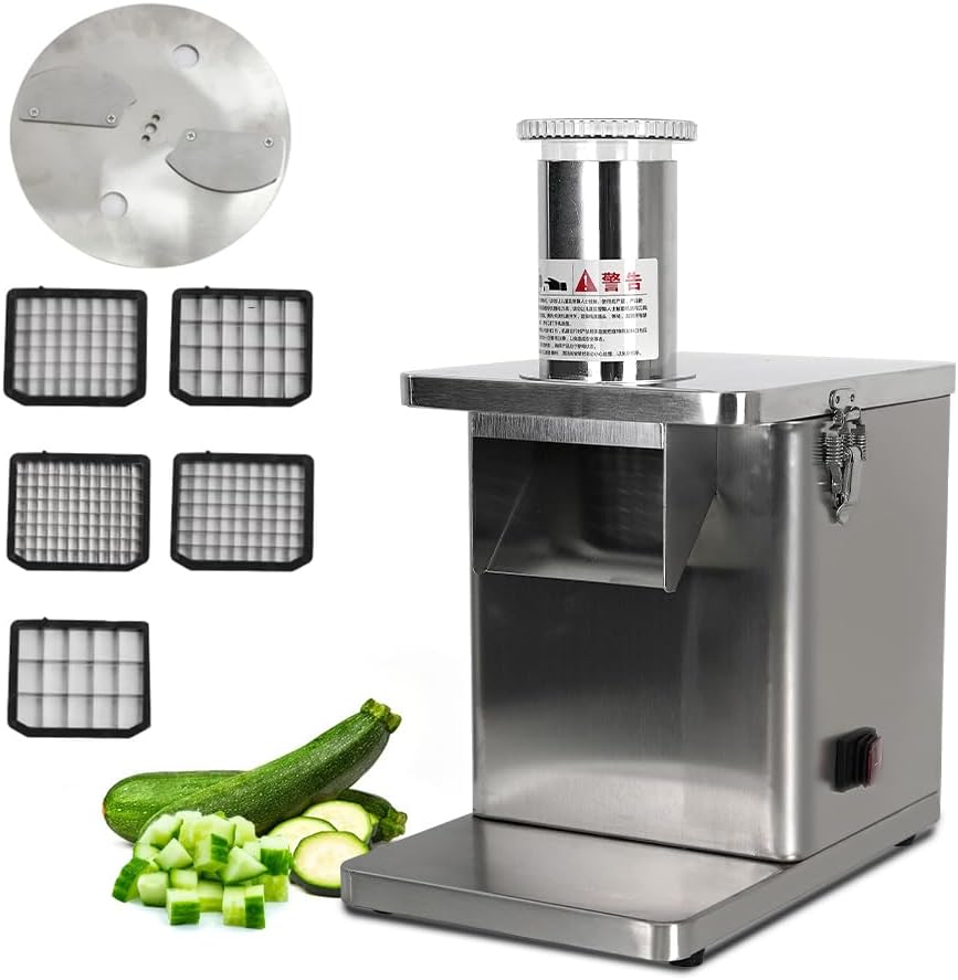 Commercial Vegetable Fruit Dicer - Vegetable Cube Cutting Machine 250W, Fruit Onion Potato Slicer Vegetable Cutter Food Chopper, with 5 Dicing Blades and 1 Slicing Blade