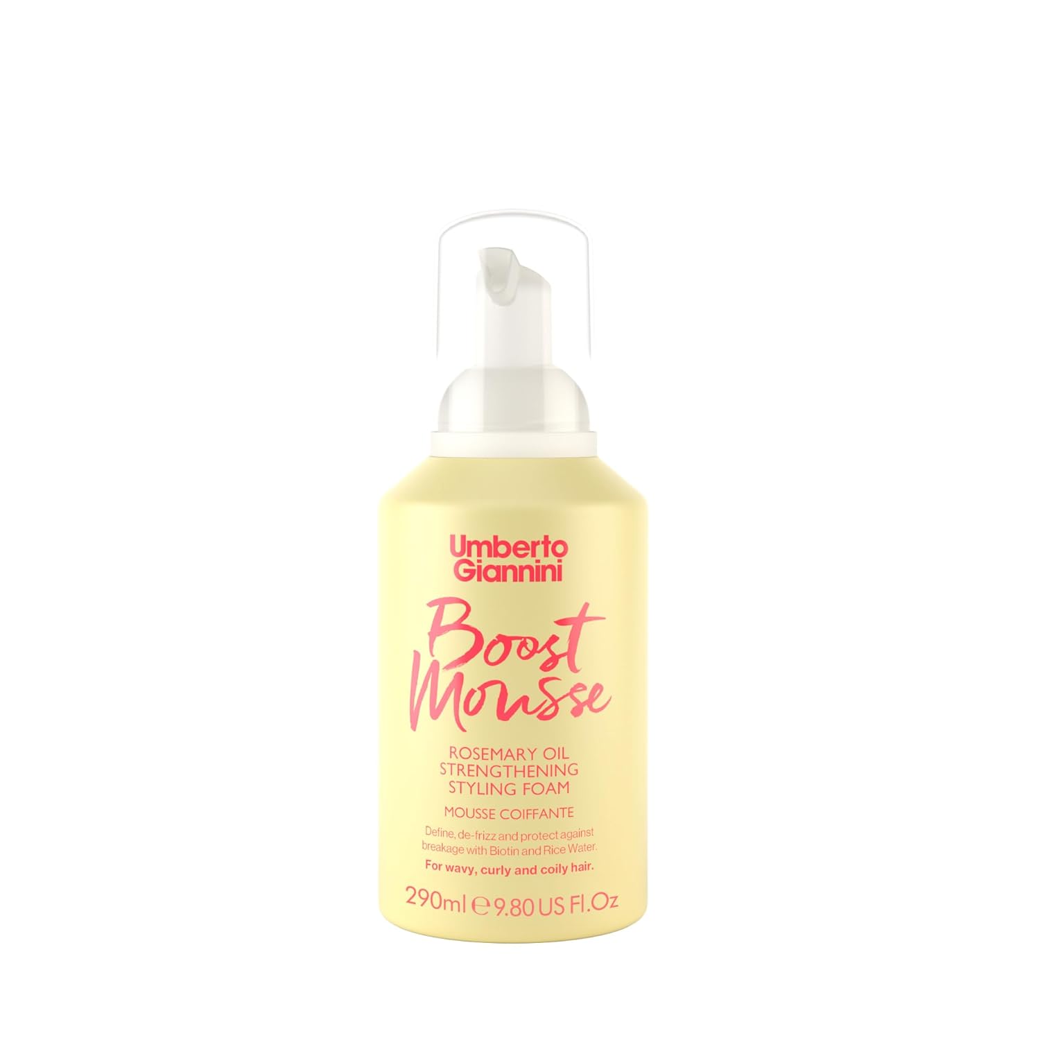 Umberto Giannini Strong Curls Rosemary Oil Boost Mousse Styling Foam for Curly, Coily, Wavy Hair - Includes Biotin - Sulphate Free + Vegan
