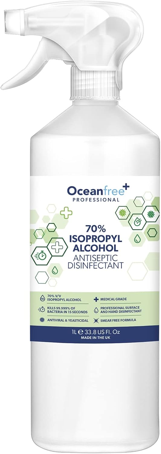 IPA Disinfectant Rubbing Isopropyl Alcohol - 1L Litre - Kills 99% Bacteria, Germs - Sanitiser Sanitizer (Single)