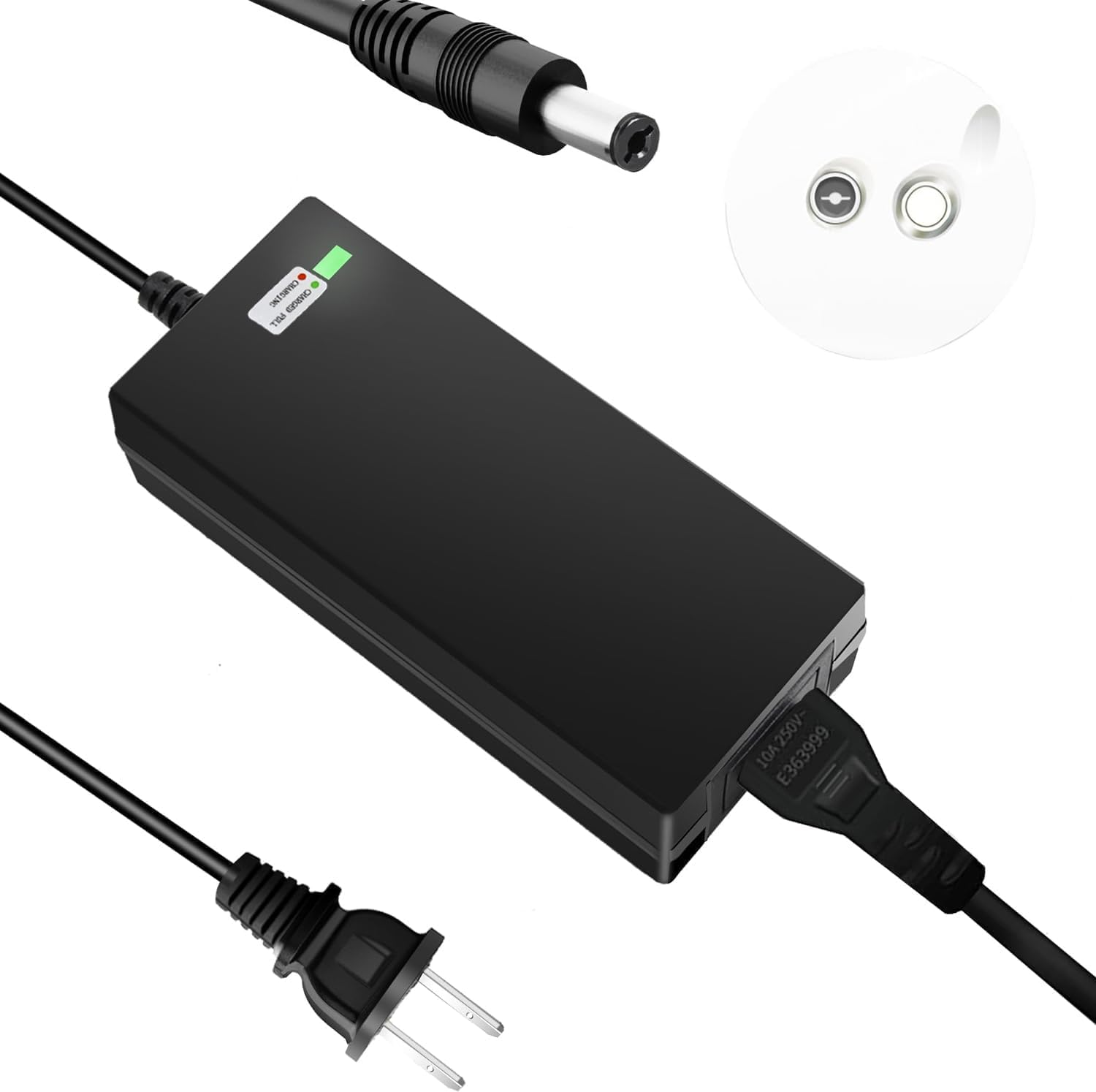 EVAPLUS 42V 2A Charger, Power Adapter with Female DC 5.5mm-2.5mm/2.1mm Port, Compatible with GOTRAX GXL V2, G2, G3, G4, Apex, Glider, XR Elite, XR Ultra 36V Lithium-ion Battery