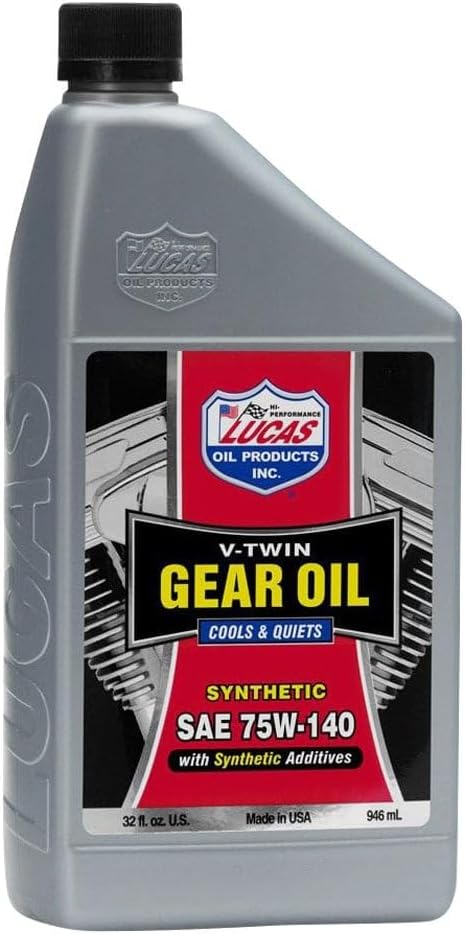 Lucas Oil 10791 Synthetic SAE 75W-140 V-Twin Gear Oil-946ml