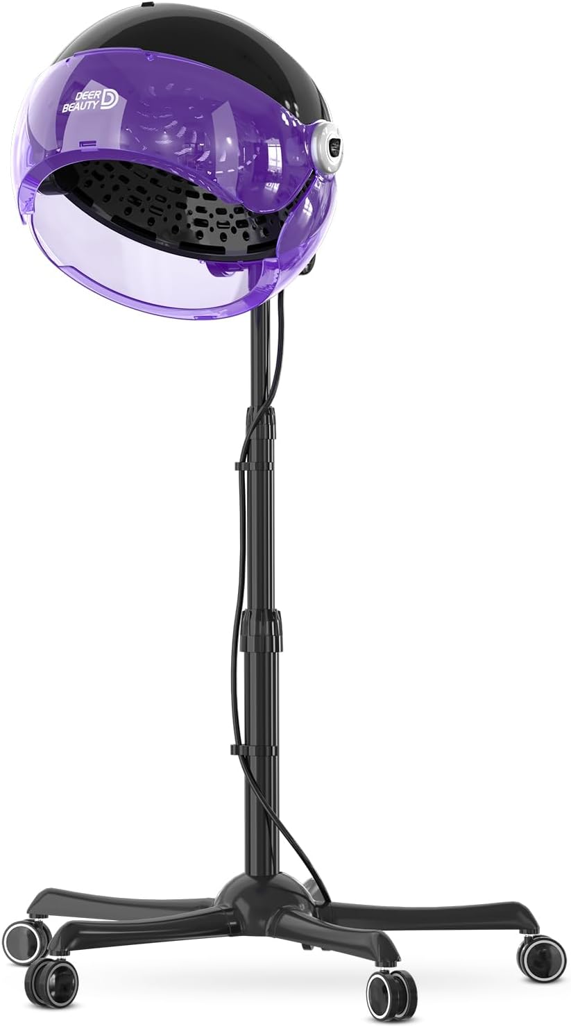 Professional Standing Hair Dryer - 1875W Floor Standing Hooded Dryer Hair Bonnet with Ionic Generator for Professional Salon Station Spa Home Use Hair Drying Treatment Adds Shine Volume (Purple)
