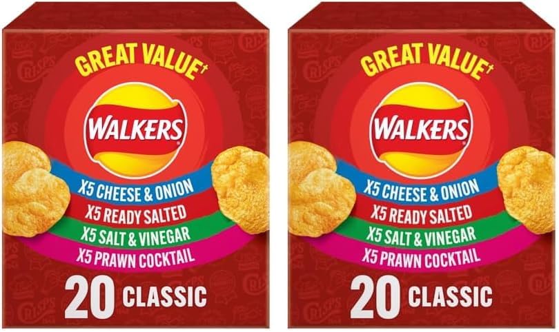Walkers Classic Variety Multipack Crisps Box 20x25g (Pack of 2)