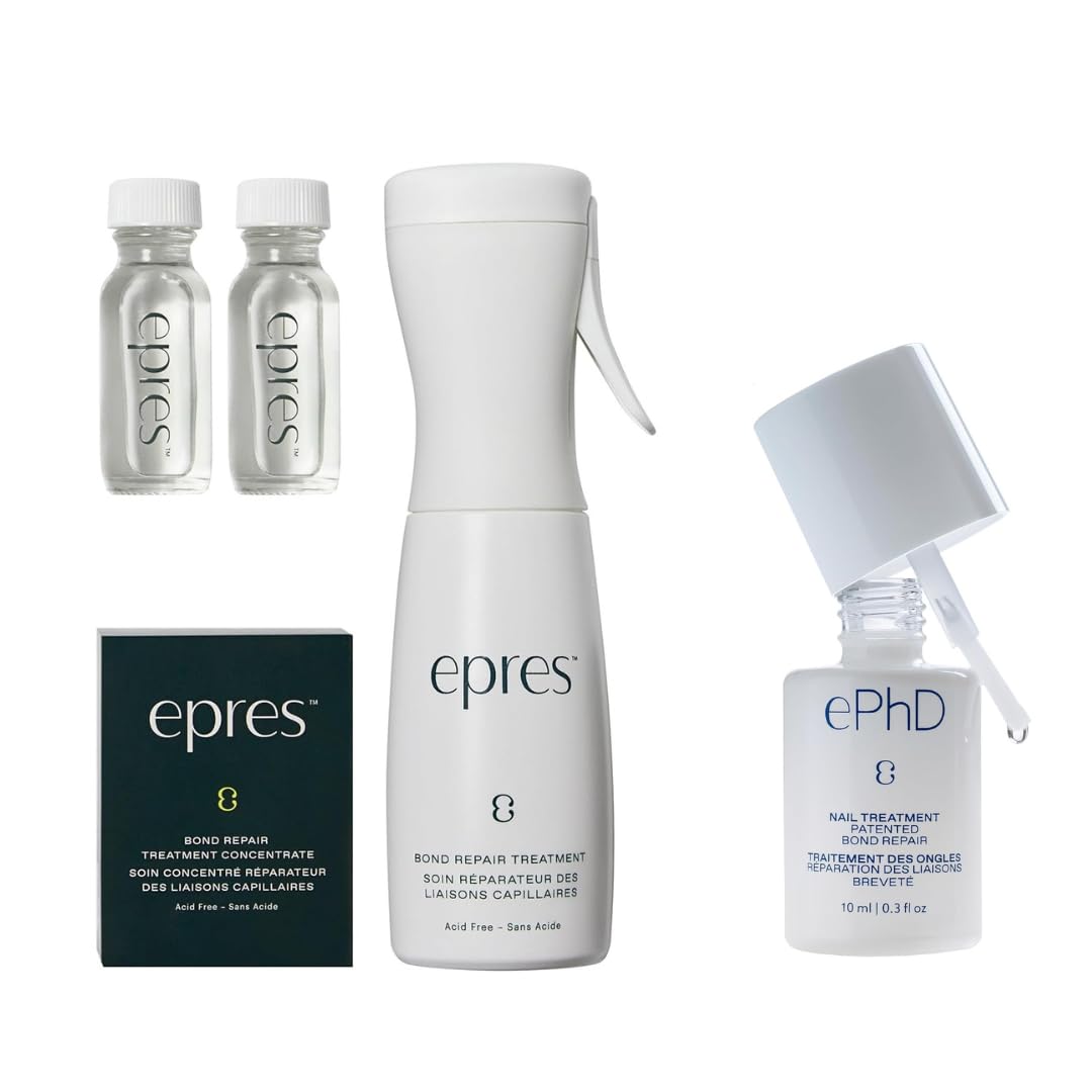 epres Hair & Nail Treatment Kit Bundle - Includes epres Bond Repair Starter Kit Bonding Treatment for Damaged Hair Repair & Bond Repair Nail Treatment for Nail Repair and Strength