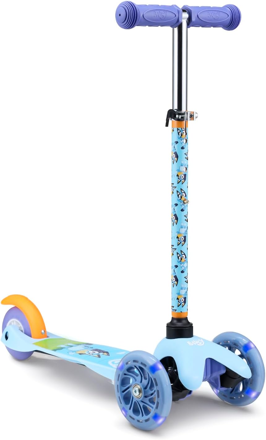 Voyager - Self Balancing Kick Scooter with Light Up Wheels, Extra Wide Deck, 3 Wheel Platform, Foot Activated Brake, 75 lbs Limit, Kids & Toddlers Girls or Boys, for Ages 3 and Up