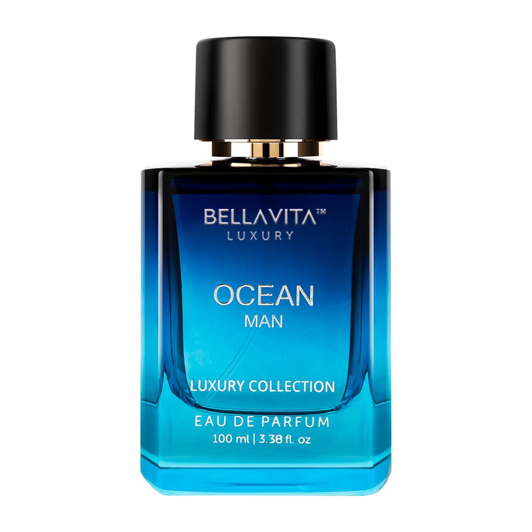 BellaVita Luxury OCEAN Eau de Perfume for Men (100ml) | Fresh Aquatic Fragrance | Notes: Aqueous, Bergamot, Orchid & Jasmine | Masculine Aromatic Fragrance | Mens Parfum Gift