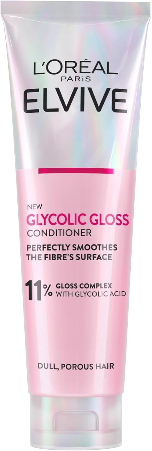 L'Oreal Paris Elvive Glycolic Gloss Conditioner, With Gloss Complex and Glycolic Acid, Fills and Seals Hair Fibres, For Long-lasting, Smooth and Shiny Hair, Ideal for Dull Hair, 150ml
