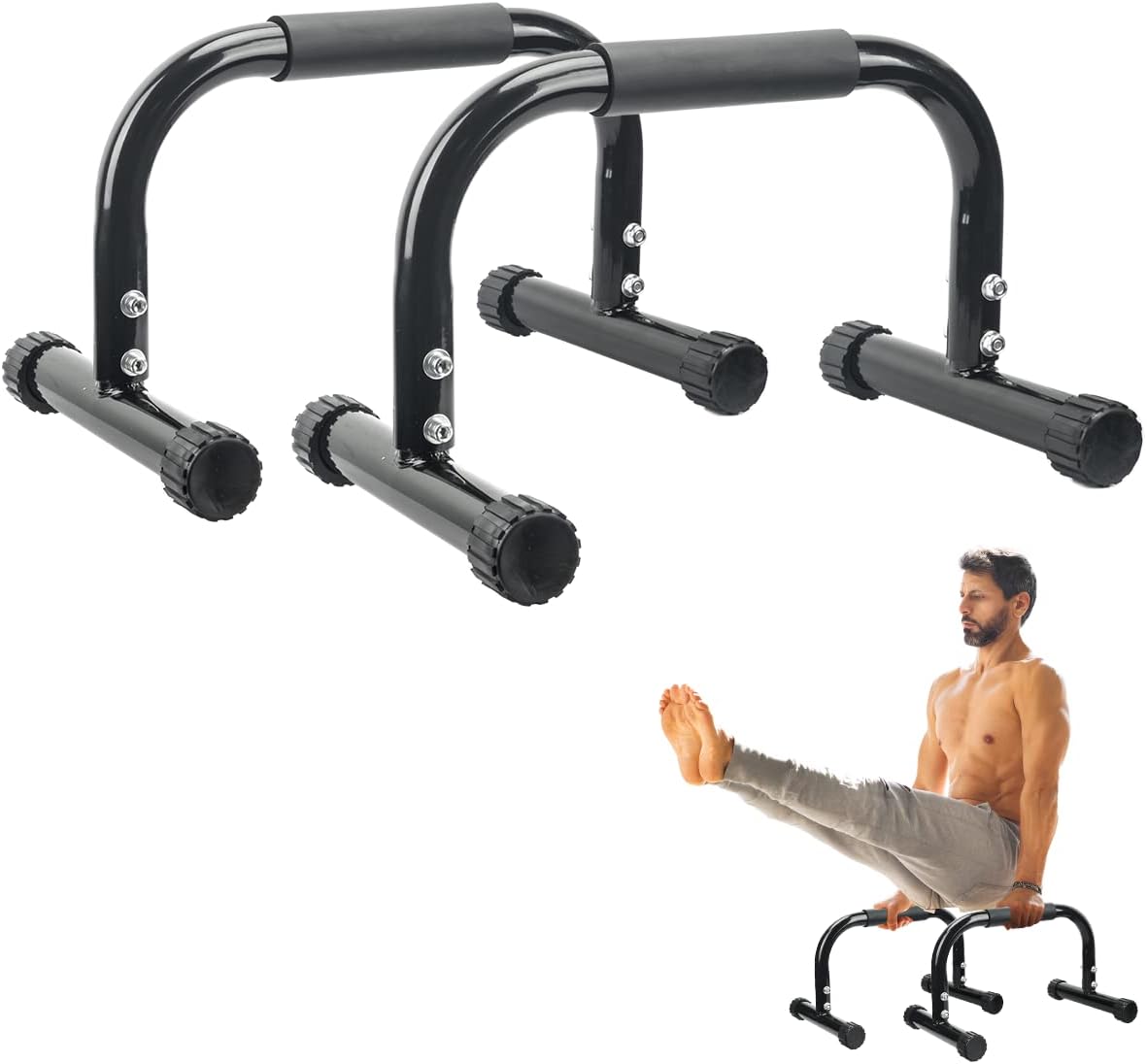 AmazeFan Parallettes Bars, Push Up Bars Strength Training For Handstands, Full Planche & Dips, Calisthenic, Gymnastic, [17x10x10in] Push Up Stands Handle for Floor Workouts Calisthenics Equipment