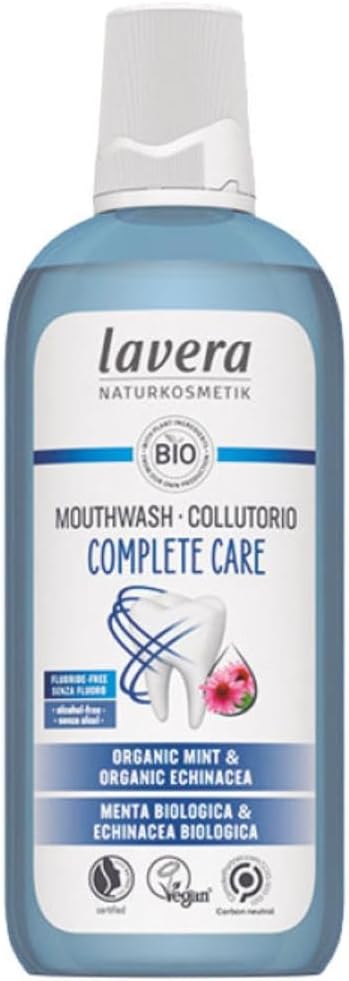 lavera Mouthwash Complete Care - Alcohol-Free -Fluoride-Free - Organic Mint and Organic Echinacea for 5-fold Effect - Vegan - Natural Cosmetics - 400 ml