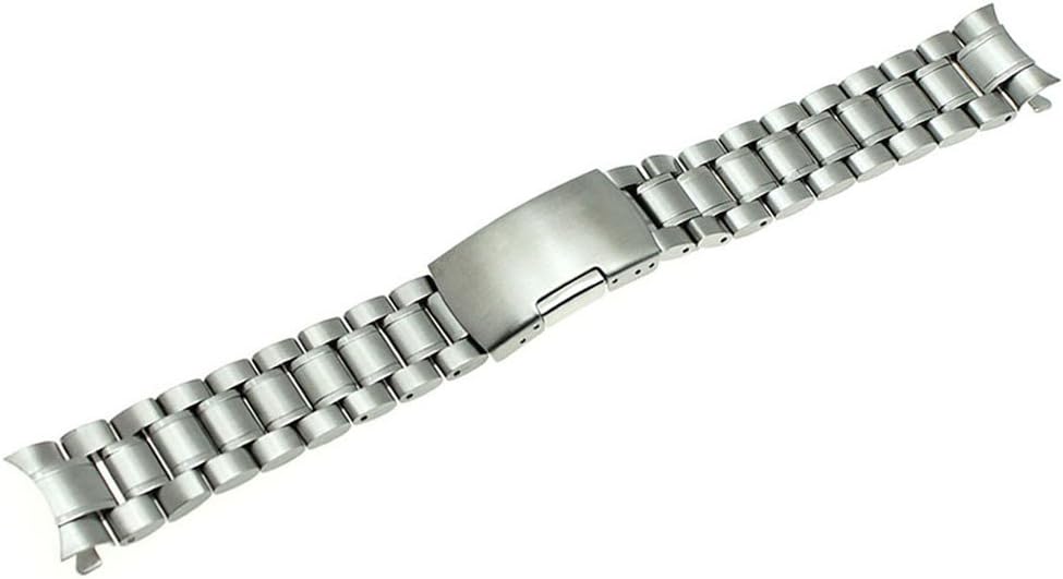 RECHERE Stainless Steel Bracelet Watch Band Strap Curved End Solid Links 4 Color