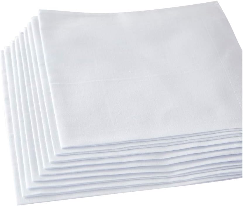 Women s Handkerchiefs 100% Cotton Handkerchiefs Pack of 12, 12 inch, White