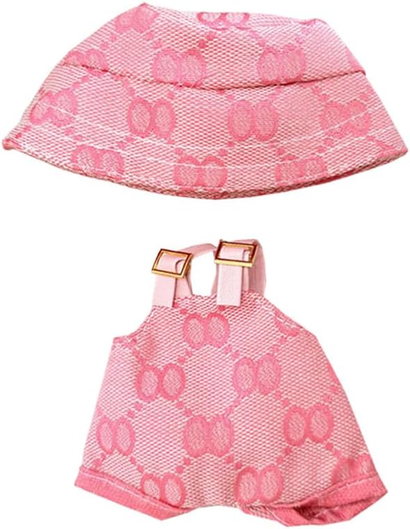 17cm Doll Clothes Outfit for 17cm Dolls 6.7 Inches Cute Dols Clothes- Adorable Pink & Brown Dollss Accessories Keychain Clothing Set No_Doll (Pink)