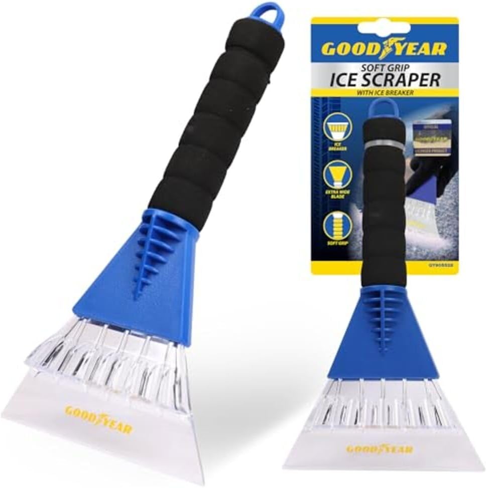 Goodyear Ice Scraper – Strong & Ergonomic with Extra-Wide Blade, Soft Grip Handle, Durable for Extreme Weather, Ideal for Vehicles