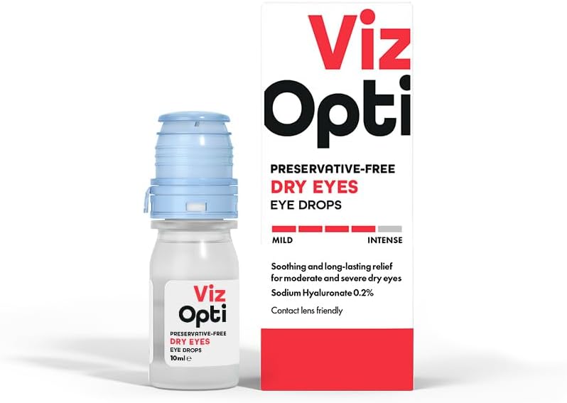 VizOpti Dry Eye Drops Preservative-Free, 10ml, with Sodium Hyaluronate 0.2%, Contact Lens Friendly