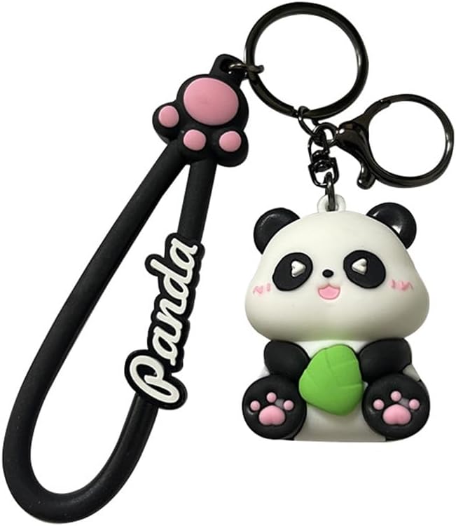 Cartoon Cute Panda Keychain Soft PVC Key Chain Handbag Cartoon Animal Keychain Car Key Chain Women Doll Toys Key Ring Accessories New Year Gift