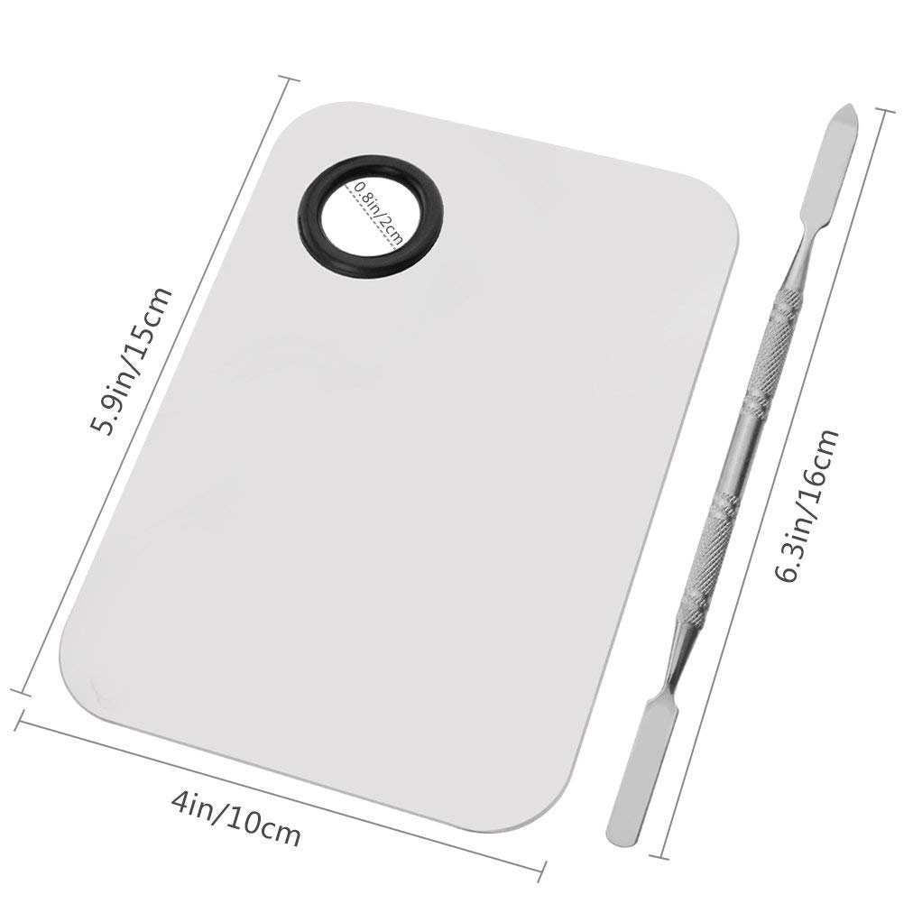 Professional Pro Stainless Steel Makeup Palette Cosmetic Palette with Spatula Tool Makeup Art Tool For Nail Art Eye Shadow Eyelash Makeup Professional Pigment Blending(6 x 4 Inch Sliver)