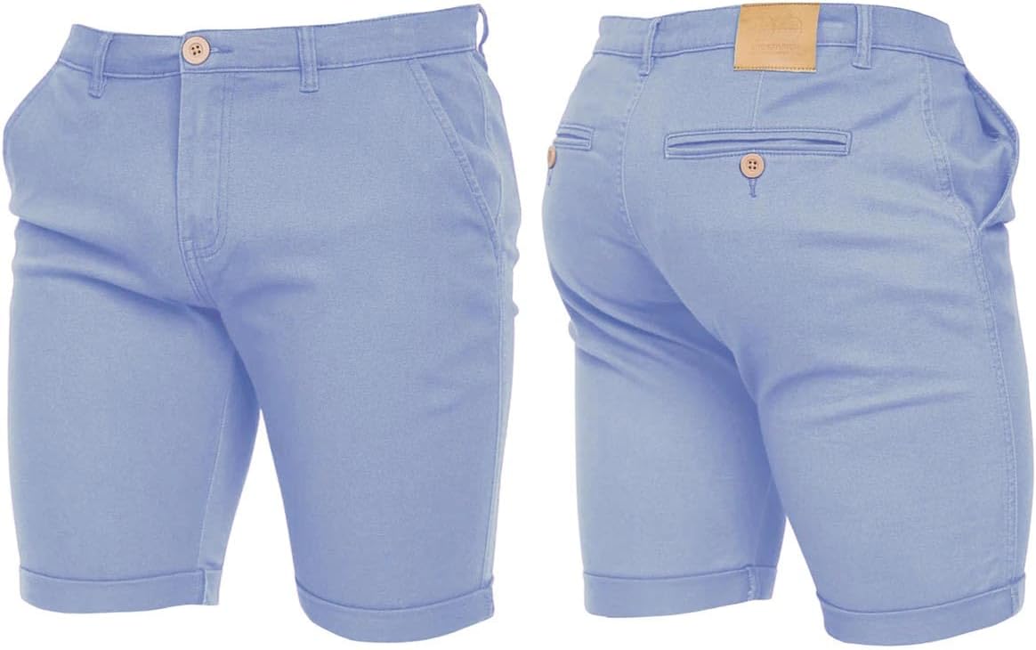 Crosshatch Mens Stretch Slim Fit Chino Shorts with Pockets for Summer, Holiday, Golf by Jeanbase