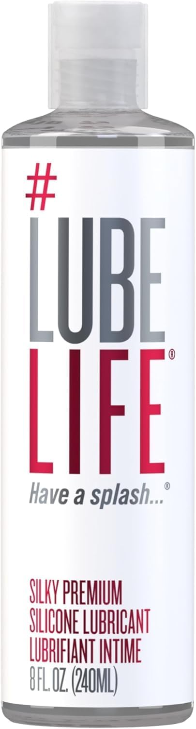 LubeLife Silky Premium Silicone Lubricant, Extra Cushiony, Silky Smooth, Luxe Formula for Women, Men, and Couples, Unscented, Non-Sticky and Water-Resistant, 8oz