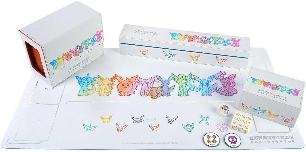 100% Offical Simplified Chinese Eevee Playmat+Card Deck Box+Storage Box+DIce+Damage Counters