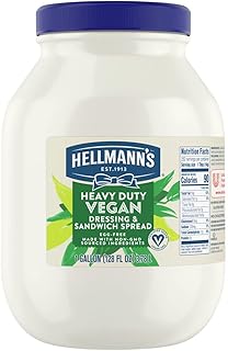 Hellmann's Heavy Duty Vegan Mayonnaise Jar, Creamy Plant Based Mayo, Condiment for Salads and Sandwiches, Egg Free, 1 gallon, 128 oz, Pack of 1