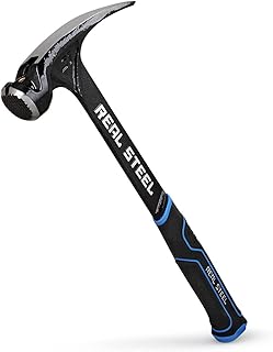 Real Steel 21 Oz One Piece Forged Milled Face Framing Hammer with Rip Claw 0517, Black