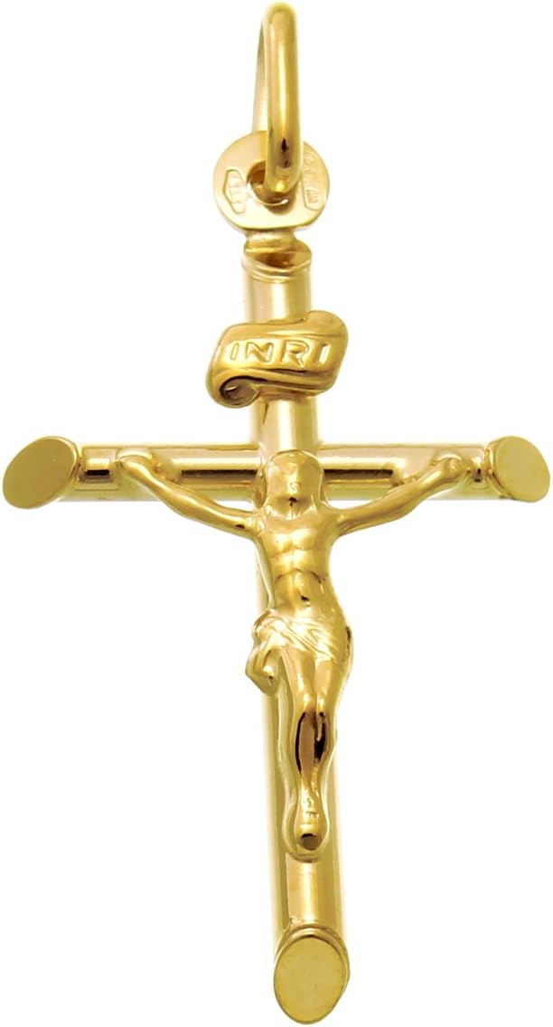 Alexander Castle Solid 9ct Gold Crucifix Necklace Pendant for Women - Cross Charm with Jewellery Gift Box - PENDANT ONLY - 26mm x 18mm