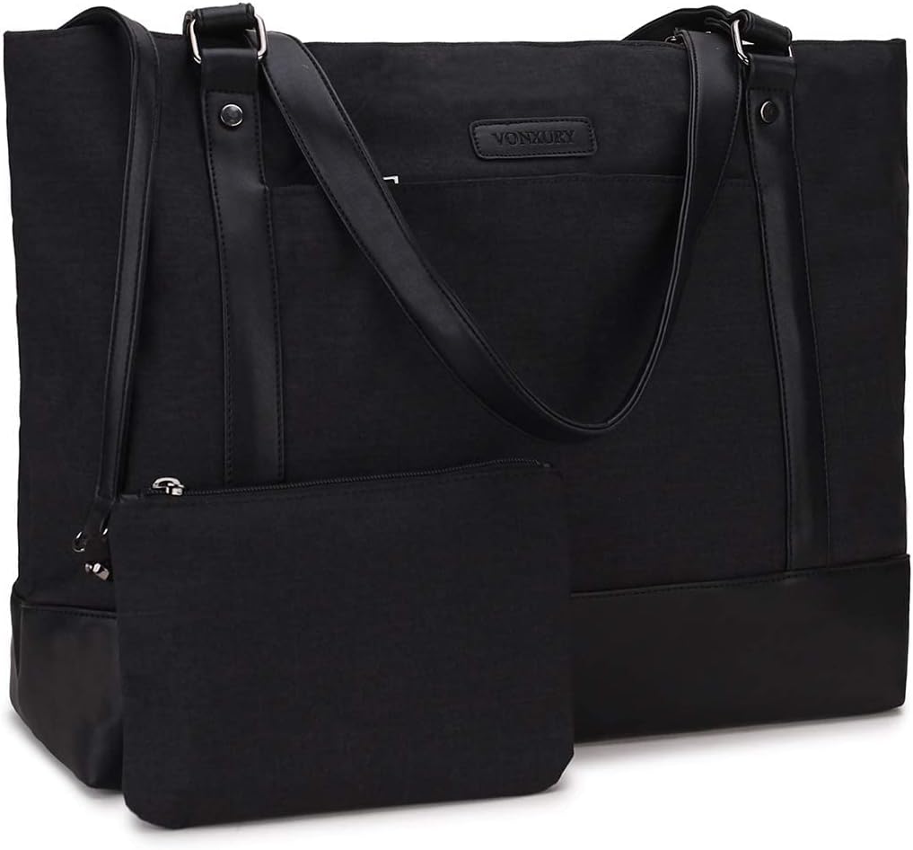 VX VONXURY Laptop Tote Bag for Women, 15.6 Inch Laptop Water Resistant Shoulder Bag Large Handbag with Small Purse for Work School Shopping Beach
