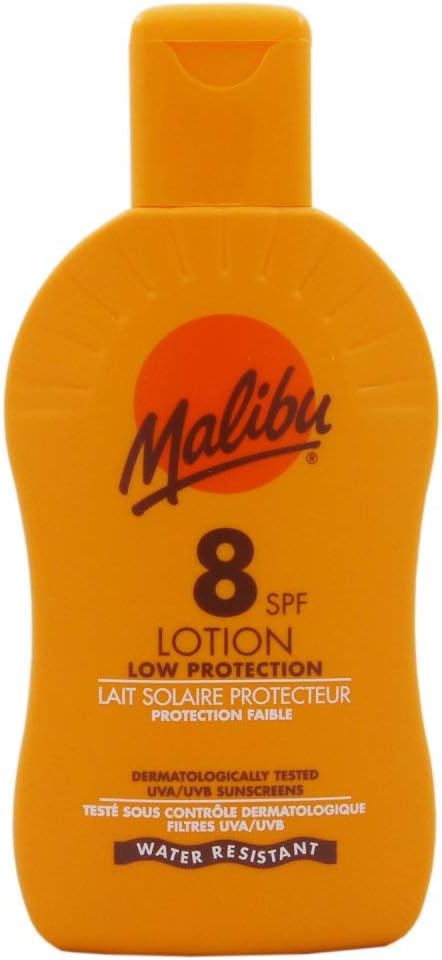 Malibu Low Protection Water Resistant Vitamin Enriched SPF 8 Sun-Screen Lotion Spray with Shea Butter Extract, 200ml
