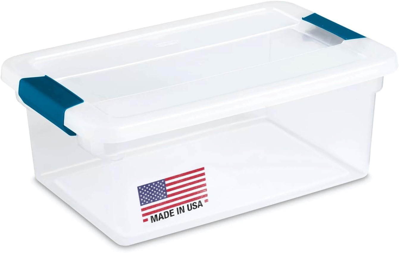 Tribello Clear Plastic Storage Bins with Lids Stackable Storage Bins (15 Quart)