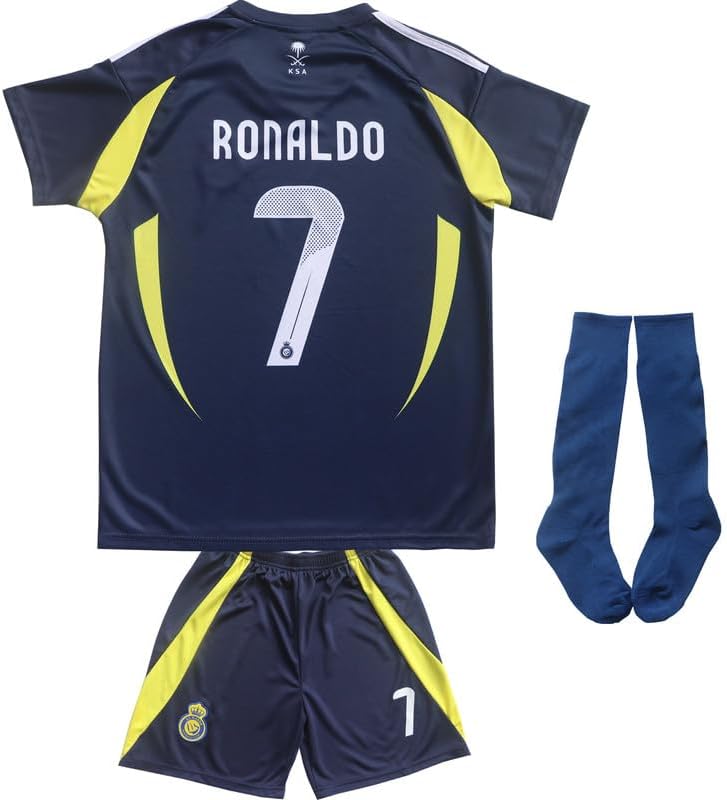 Sir Henry NASSR Riyadh Al Away #7 2024/2025 Kids Soccer Jersey/Shorts/Socks Gift Set for Fans Youth Sizes