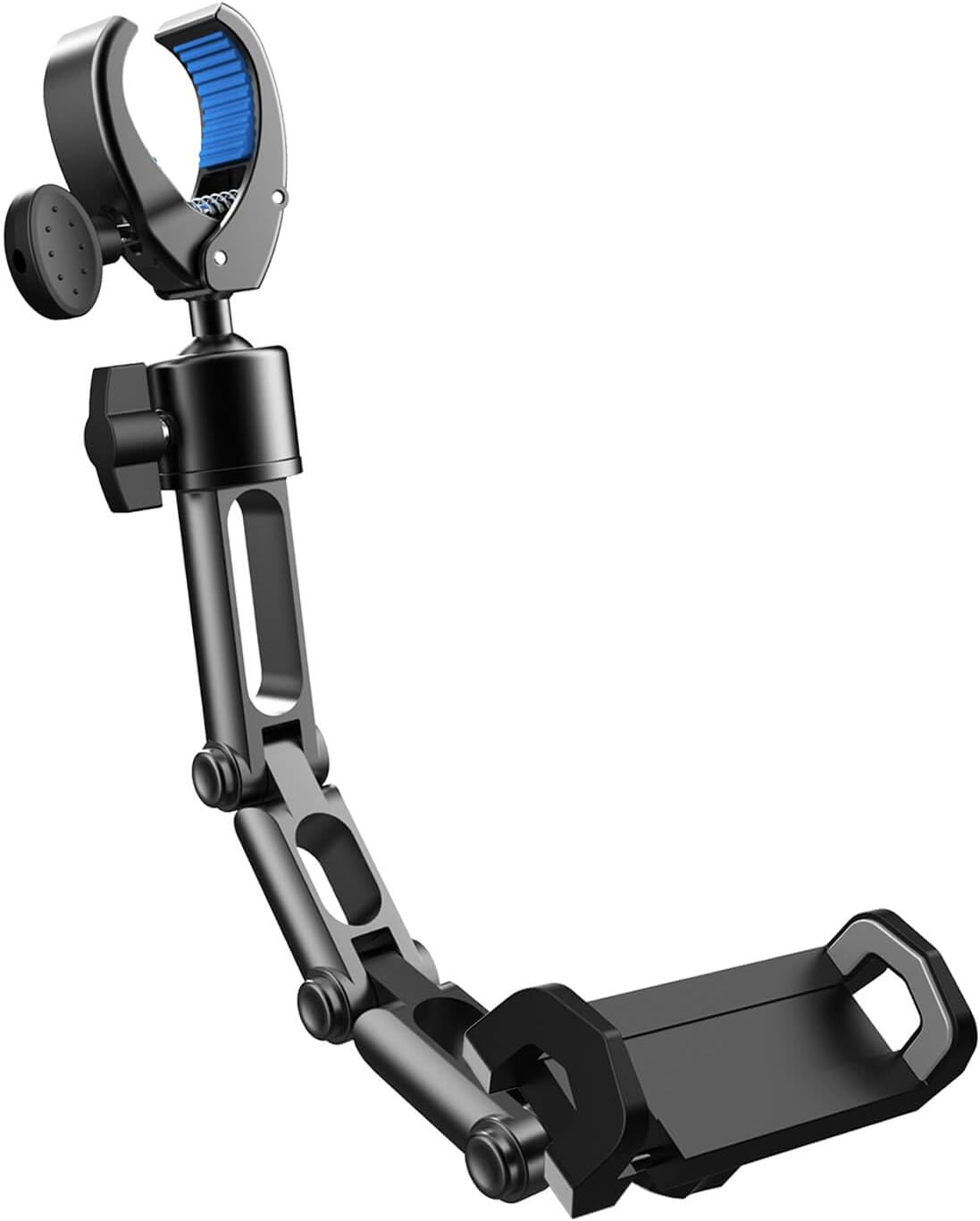 Rear View Mirror Phone Holder Mount for Car, Aluminum Multi-Directional metal arms and 360-degree Rotatable Retractable, Auto Essentials Accessories Compatible with iphone android phones (Black)