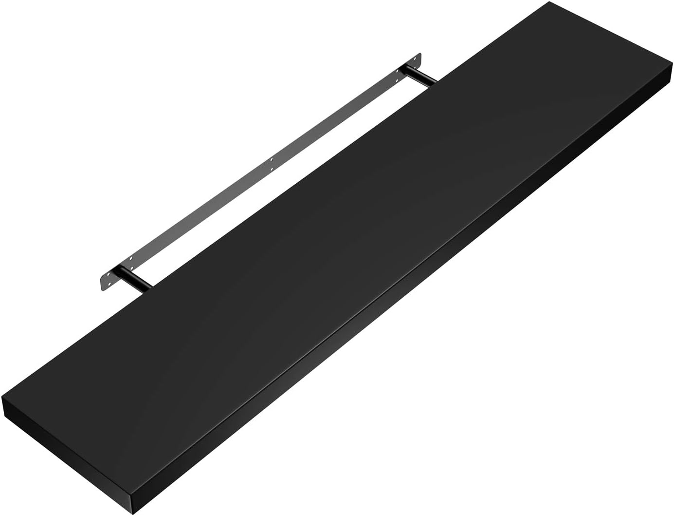 CASARIA® Matt Black Floating Shelf Including Bracket | Wall Shelving Living Room Kitchen Bedroom Office | 38mm Thick | Hidden Wall Fixing | 15kg Capacity | MDF | 70 x 23cm